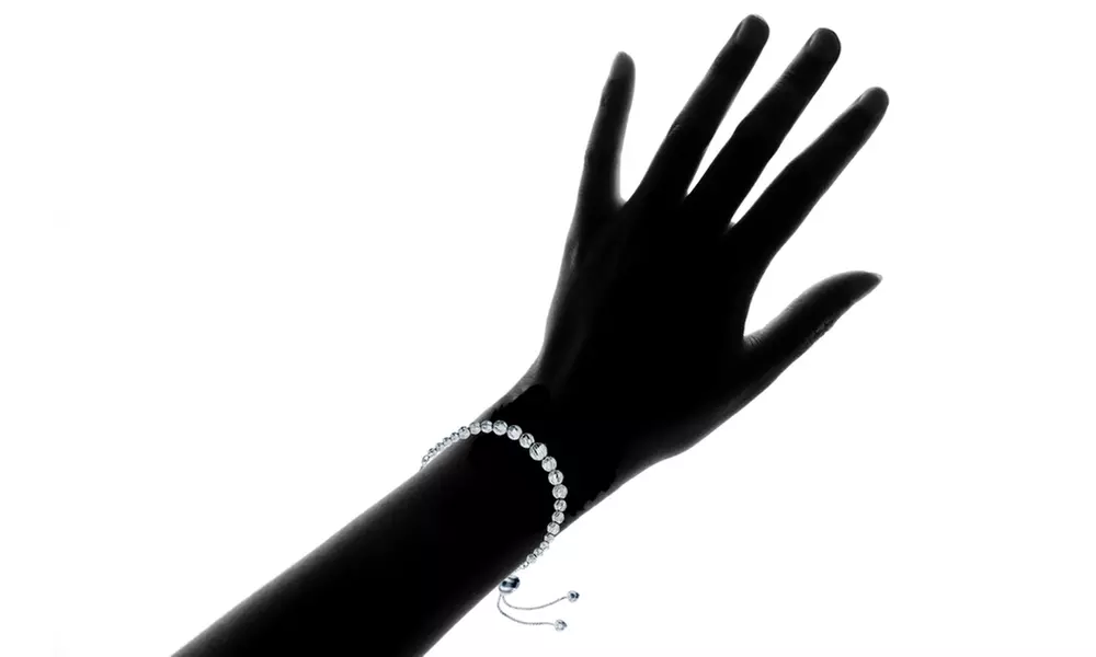 Sterling Silver Rhodium Graduated DC Balls Adjustable Bracelet - Second Medium