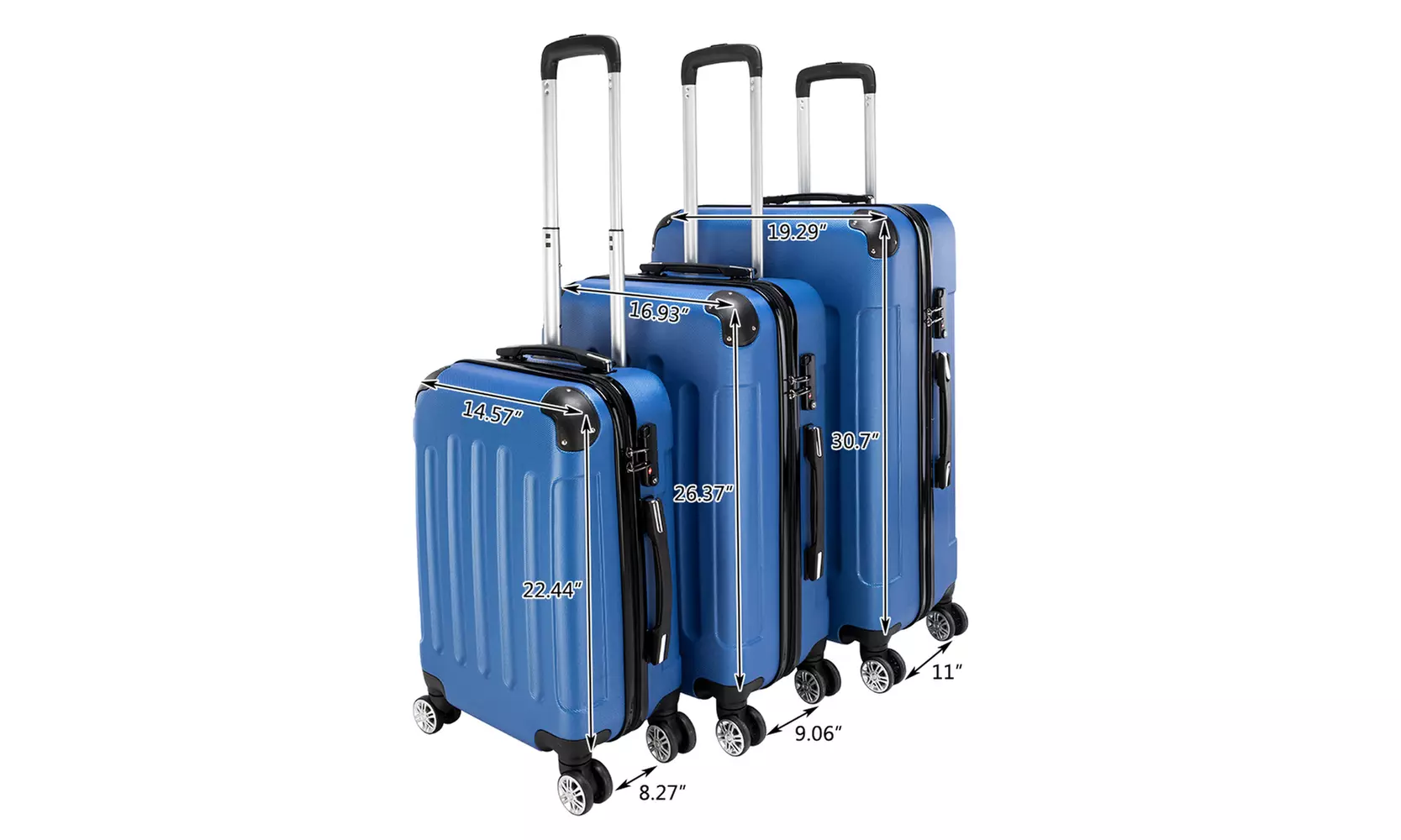 3-in-1 Spinner Wheel Luggage  Set, Blue - Second Medium