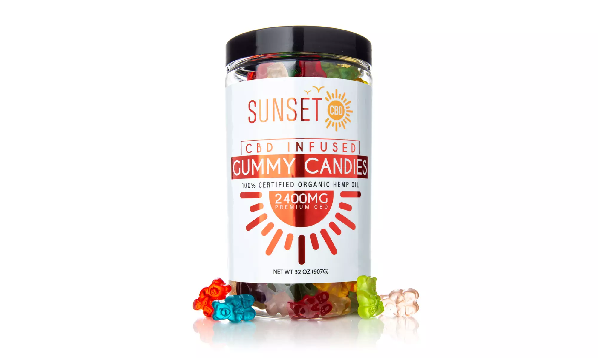 Premium Mega Size CBD Infused Gummies (2400mg) 32oz from Sunset CBD