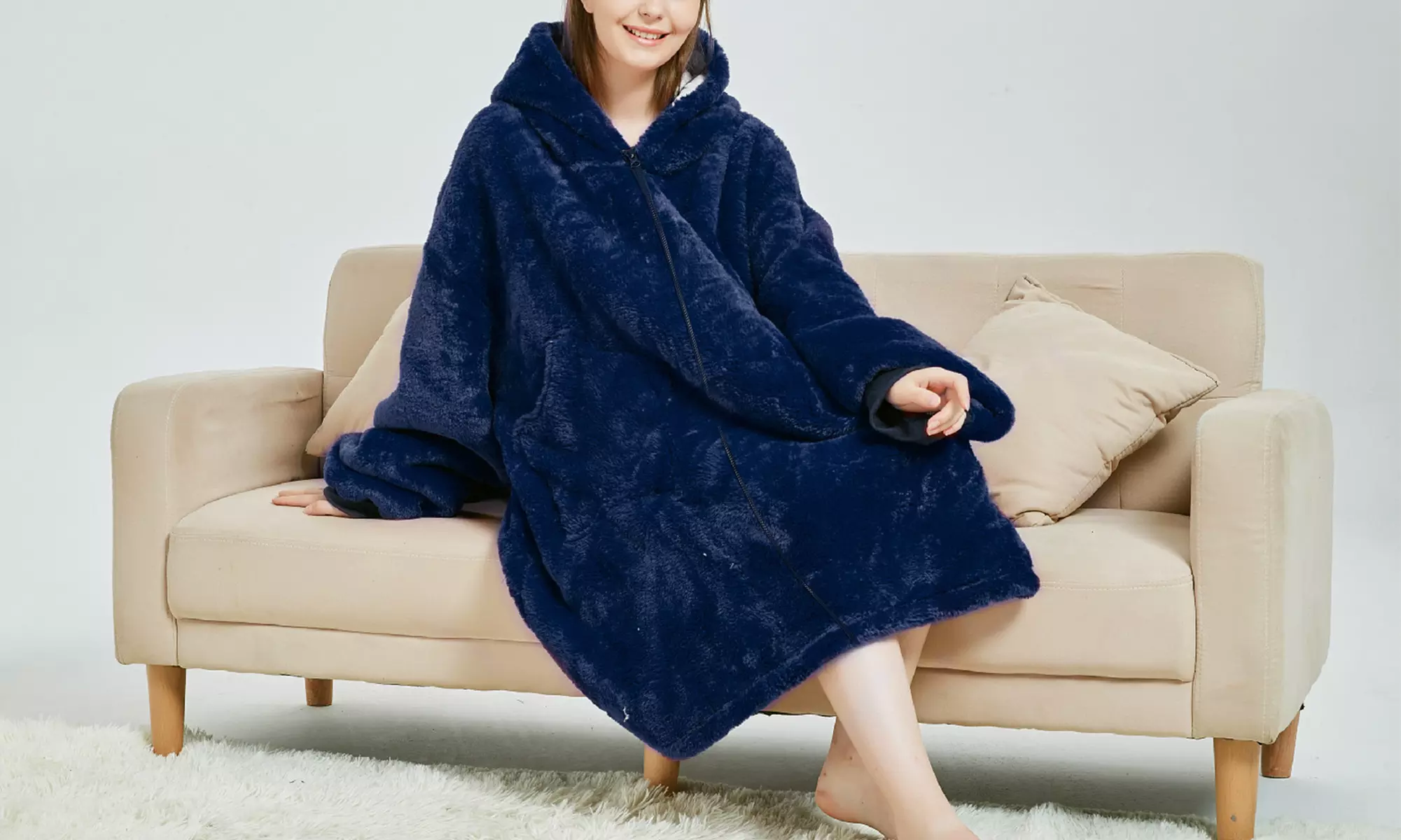 Wearable Blanket Hoodie Long Sleeve Throw Blanket - Primary Image