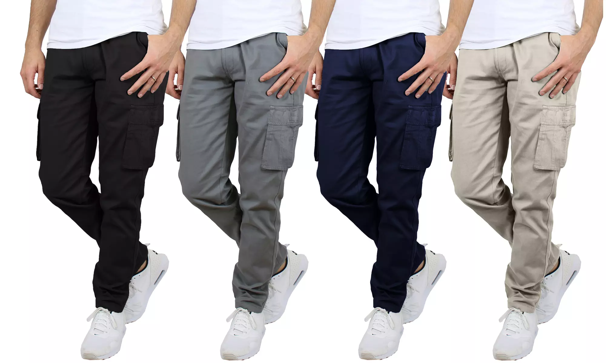 Men's Cotton Cargo Pants With Belt (Sizes, 30-42) - Primary Image