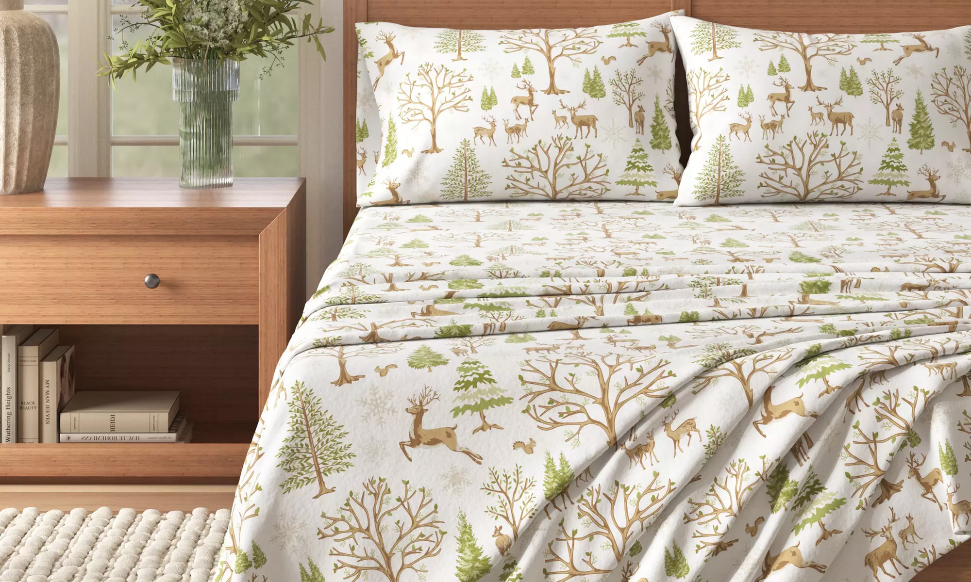Nature Print Turkish Cotton Flannel Sheet Set