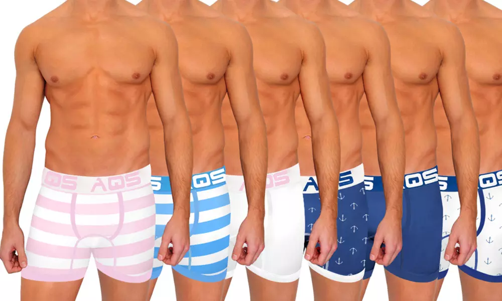 6 Pack AQS Men's Printed Boxer Briefs - Primary Image