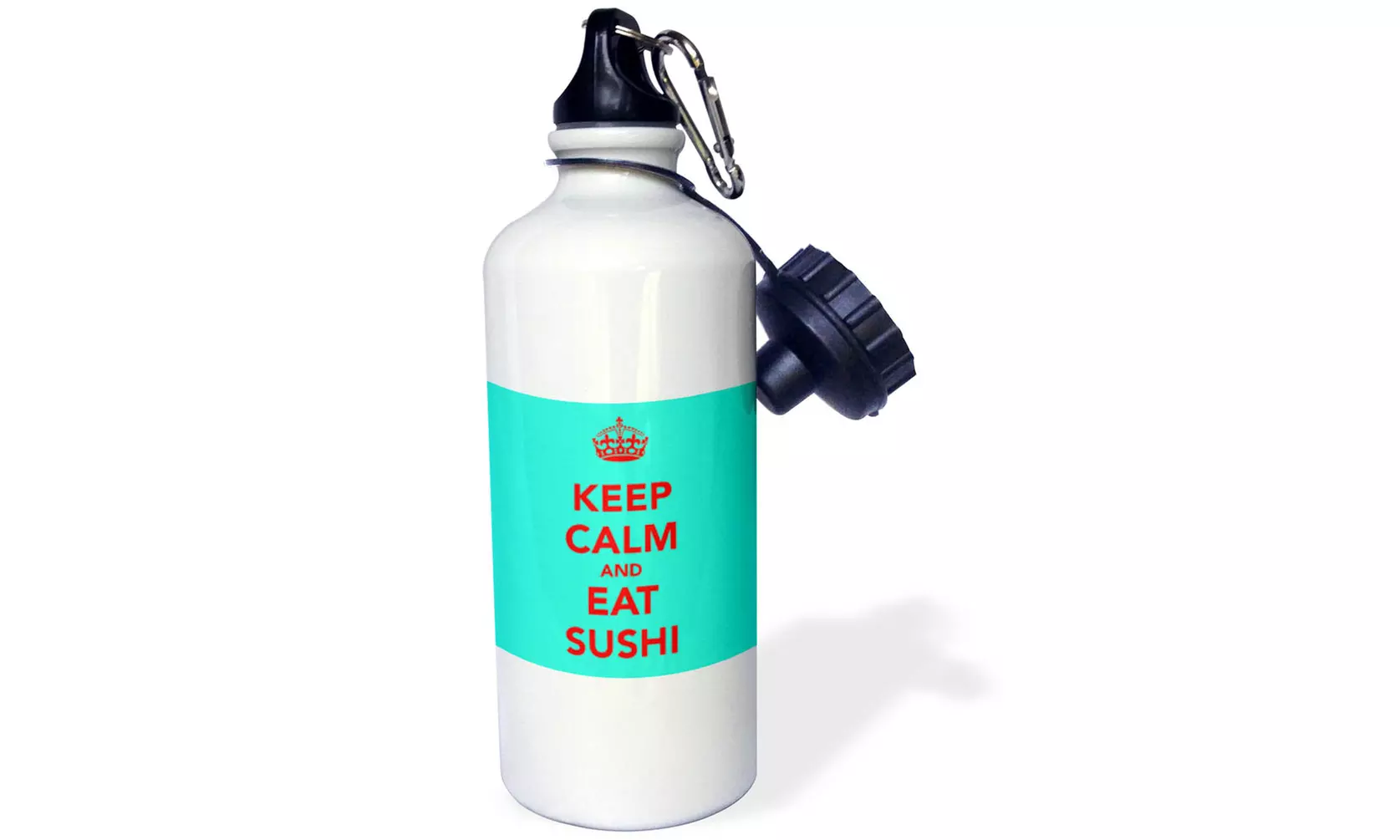  Water Bottle Keep calm and eat sushi. Turquoise and Red.  - Second Medium