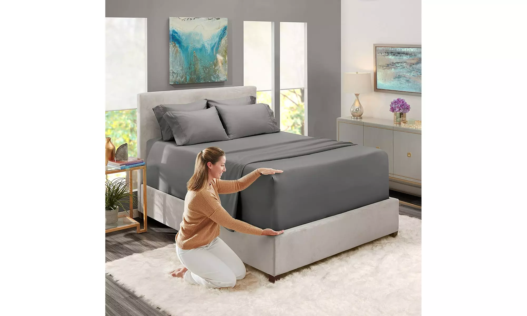 Hearth & Harbor Extra Deep Pocket Sheet Set - Microfiber Bed Sheets - 24" Depth