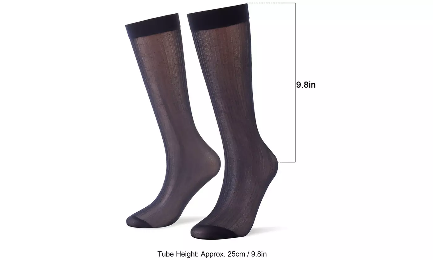Wide Striped Sheer Dress Sock Silk High Thin Breathable Socks