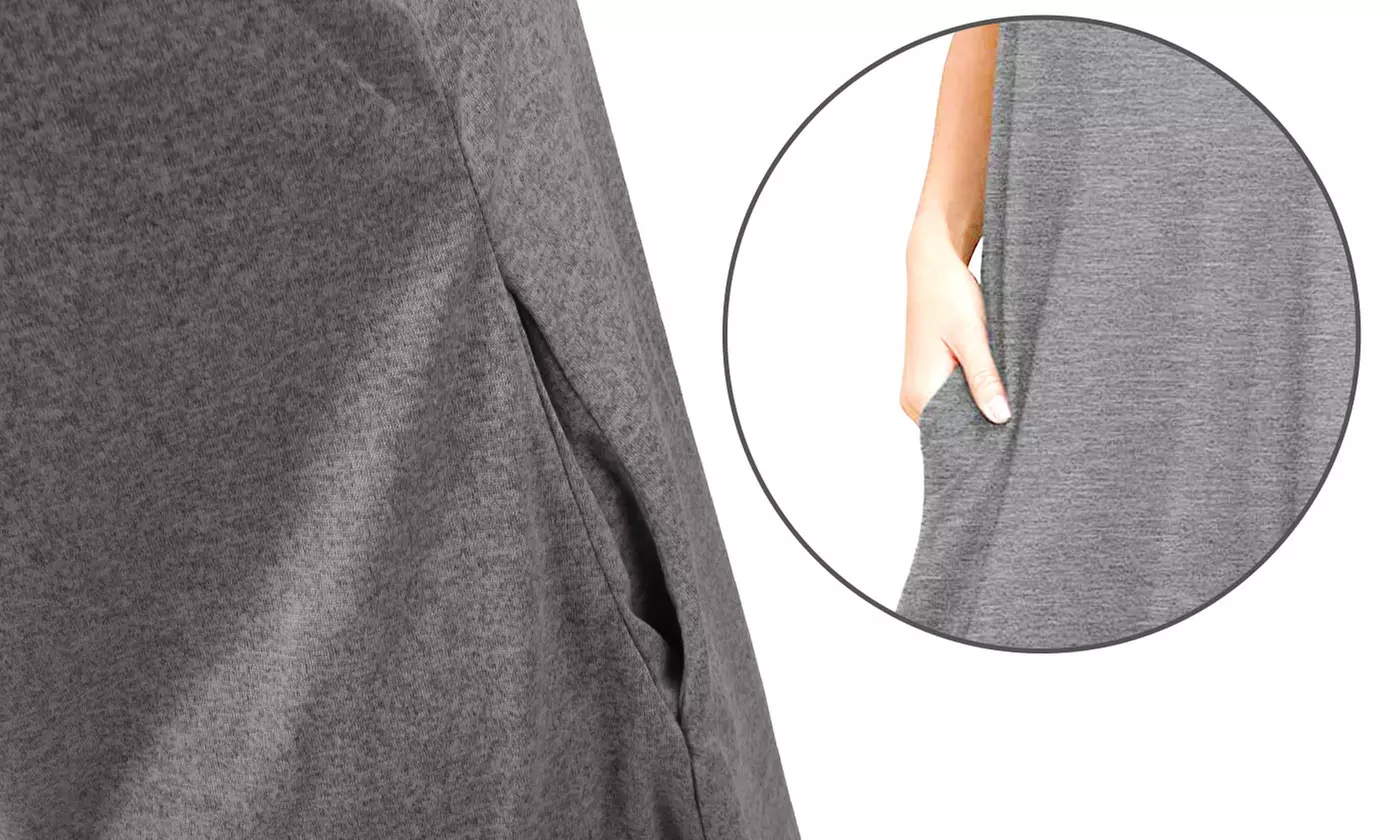Women's Summer Sleeveless Round Neckline T-Shirt Loose Dress with Side Pockets