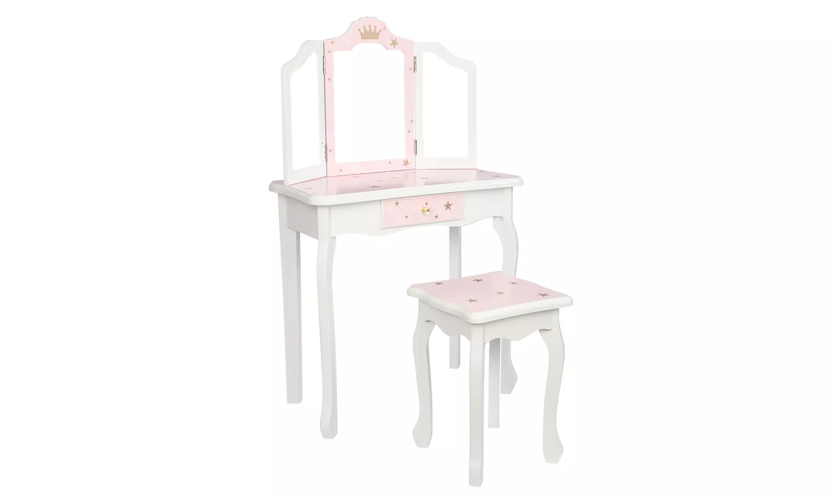 Wooden Toy Children's Dressing Table Three Foldable Mirror/Chair/Single Drawer - Second Medium