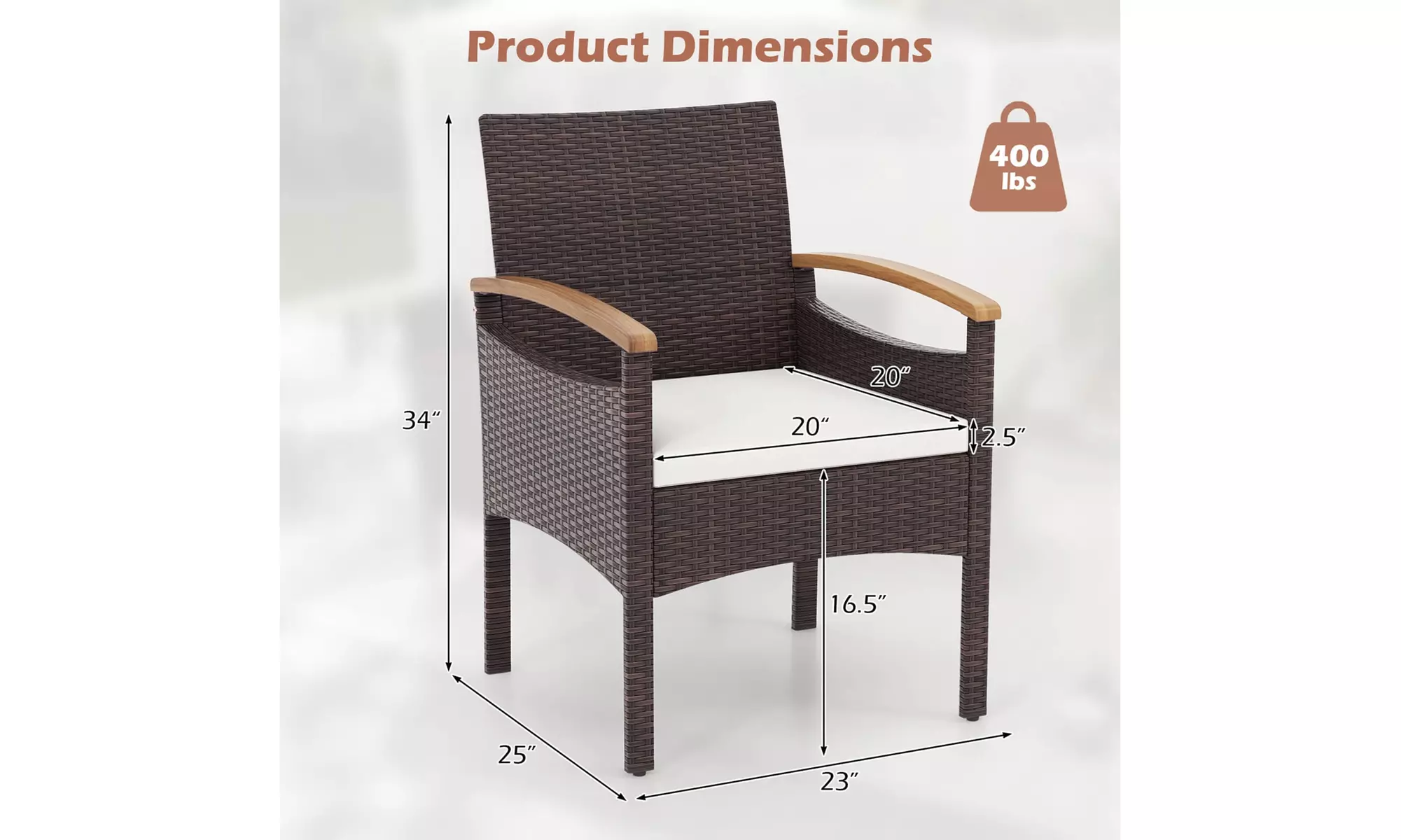 Costway Patio Dining Chairs with Heavy Duty Metal Frame
