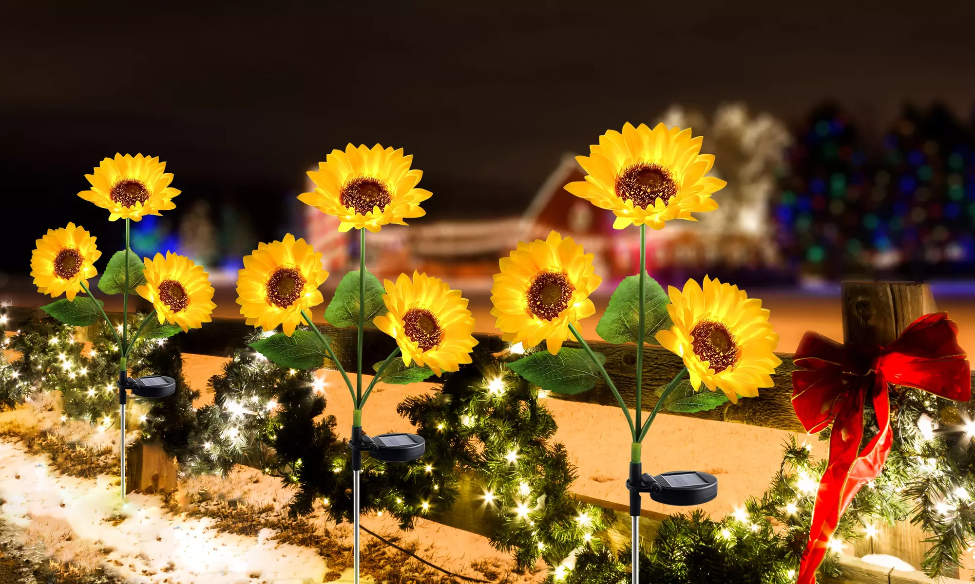 2/4/6 Pcs Solar Lights  Solar Sunflower Light Outdoor Garden Decor Waterproof