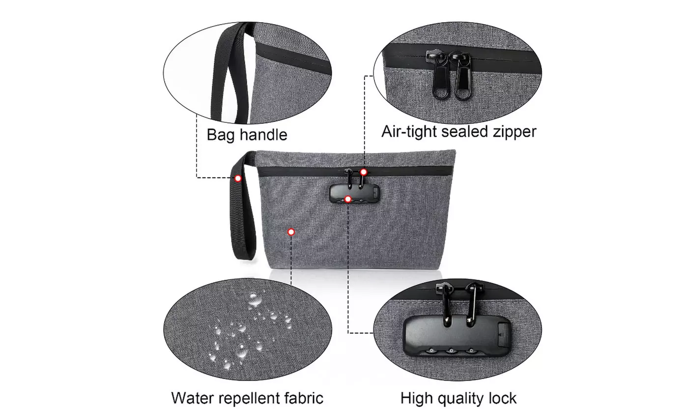 Durable Odor Proof Stash Bag Travel Storage Pouch with Combination Lock