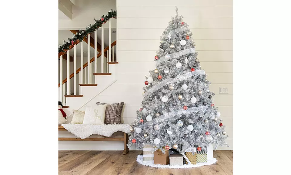 6ft Artificial Silver Tinsel Christmas Tree - Primary Image