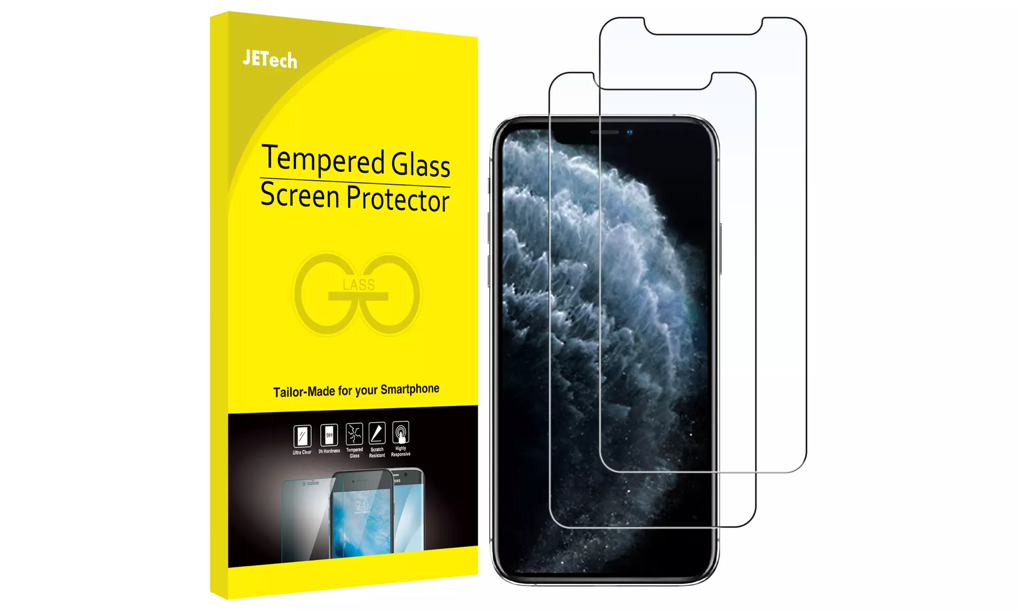 Screen Protector for iPhone X/XR/XS/XS Max/11/12, 11/12 Pro, 11 Pro Max, 2 Pack