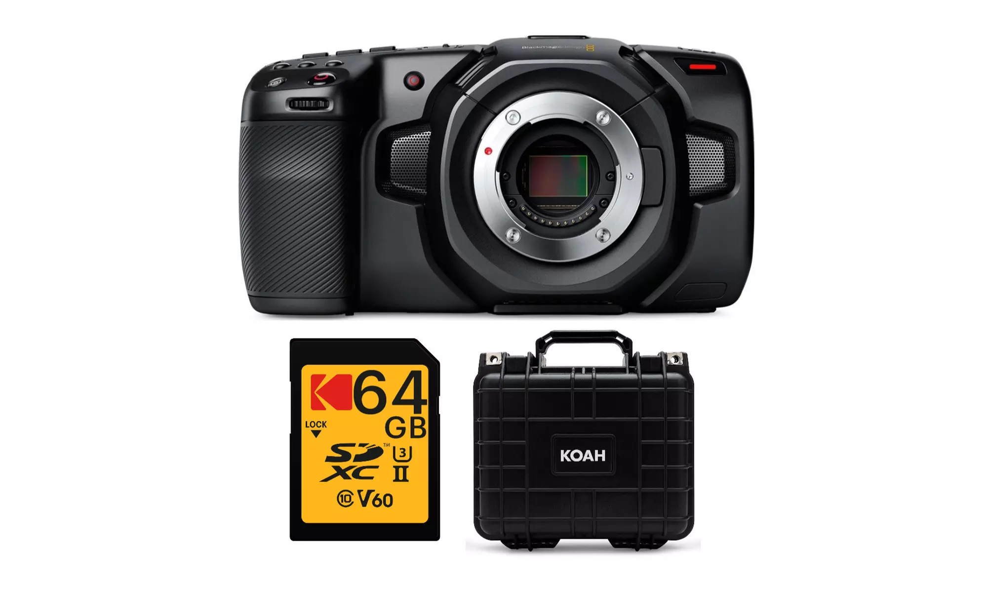 Blackmagic Design Pocket 4K Cinema Camera Bundle with 64GB Memory Card and Case - Primary Image