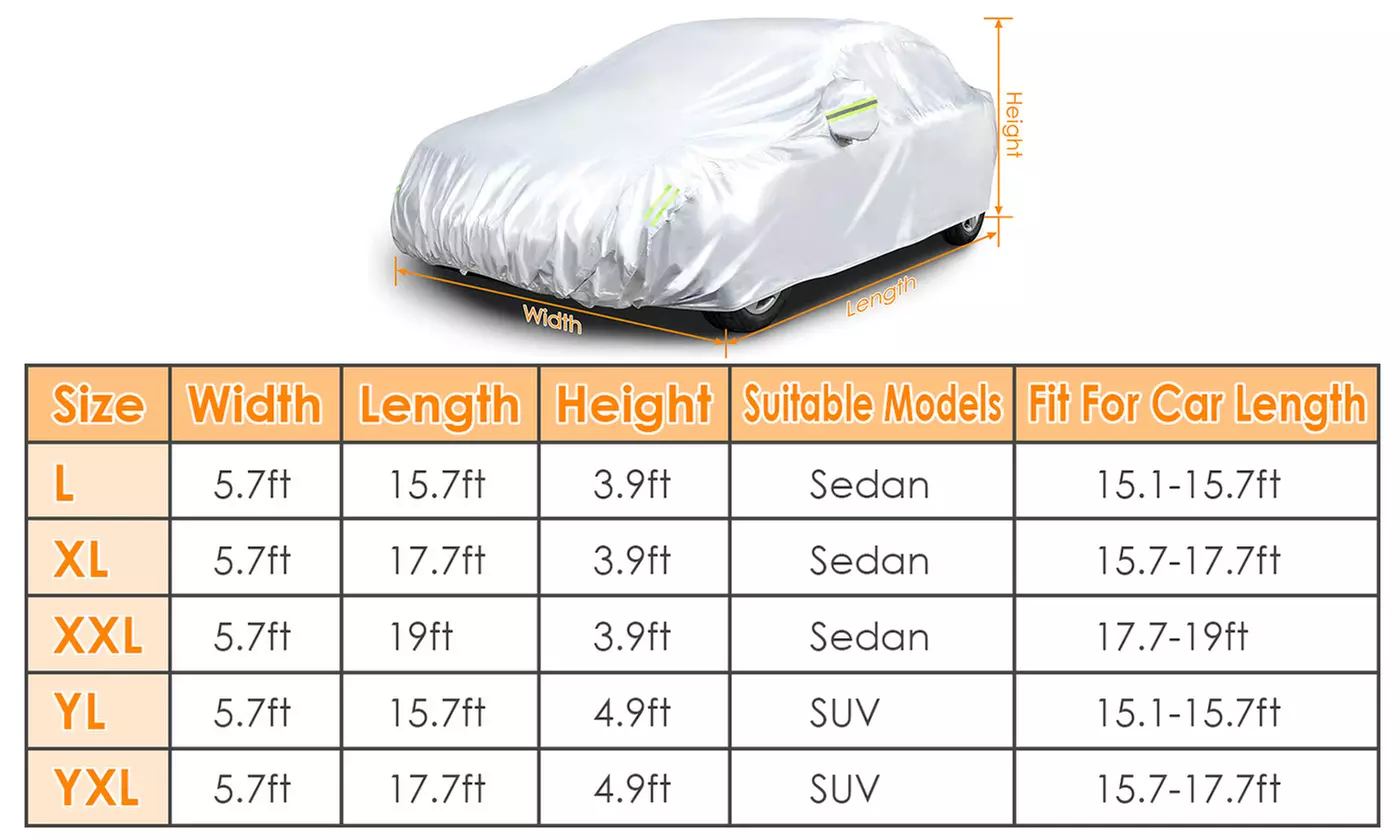 iMounTEK Full Coverage Car Cover w/ Reflective Strips, Straps, & Buckle Strap