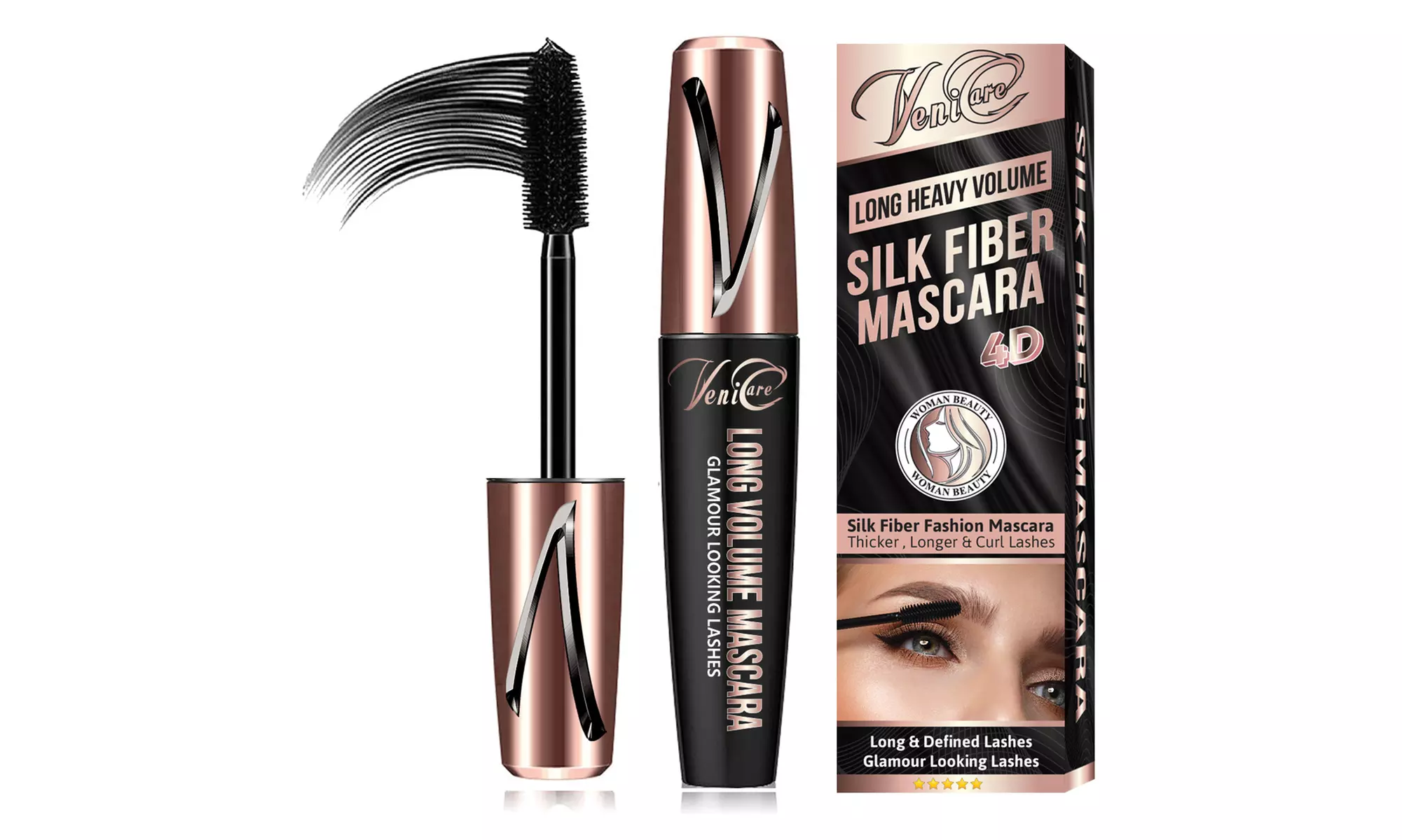 4D Silk Fiber Eyelash Mascara Extension Makeup Black Waterproof Eye Lashes s - Primary Image