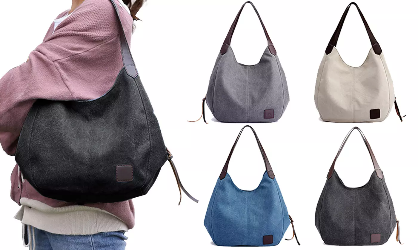 Women's Multi-pocket Casual Canvas Handbag Shoulder Bag 4 TYPE - Primary Image