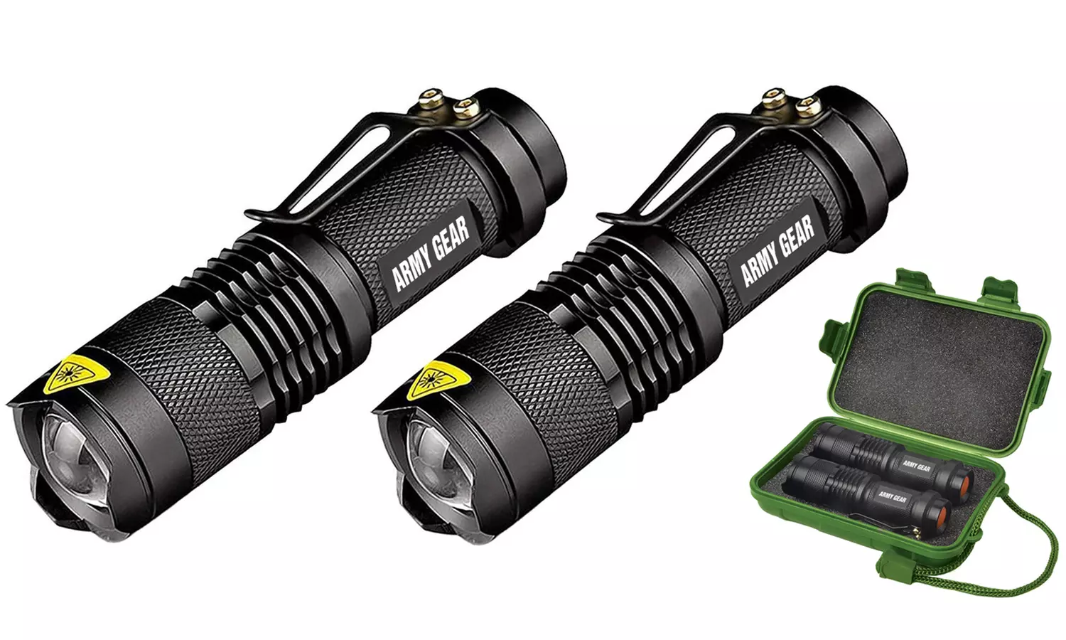 Army Gear 500-Lumen Tactical Military Flashlight Set with Carrying Case (3-Piece - Primary Image