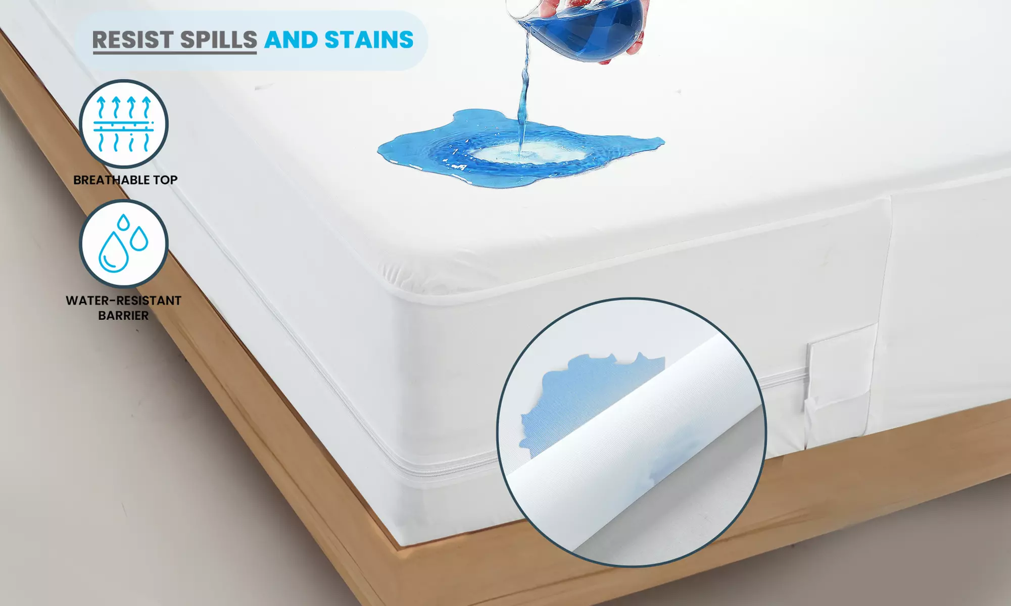 Lux Decor Waterproof Mattress Encasement Zipper Mattress Protector