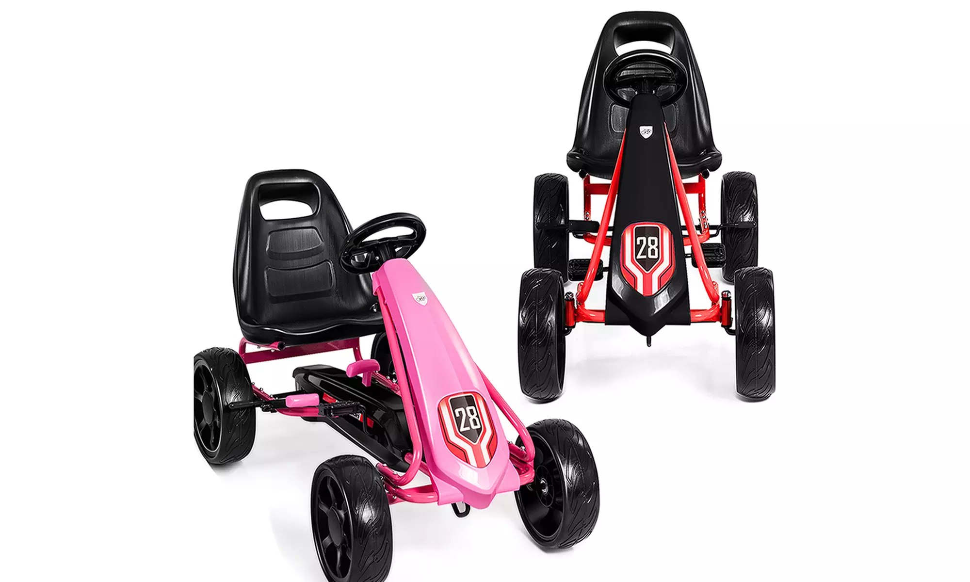 Costway Go Kart Pedal Car Kids Ride On Toys-Pink/Black,Pedal Powered,Safe  - Primary Image