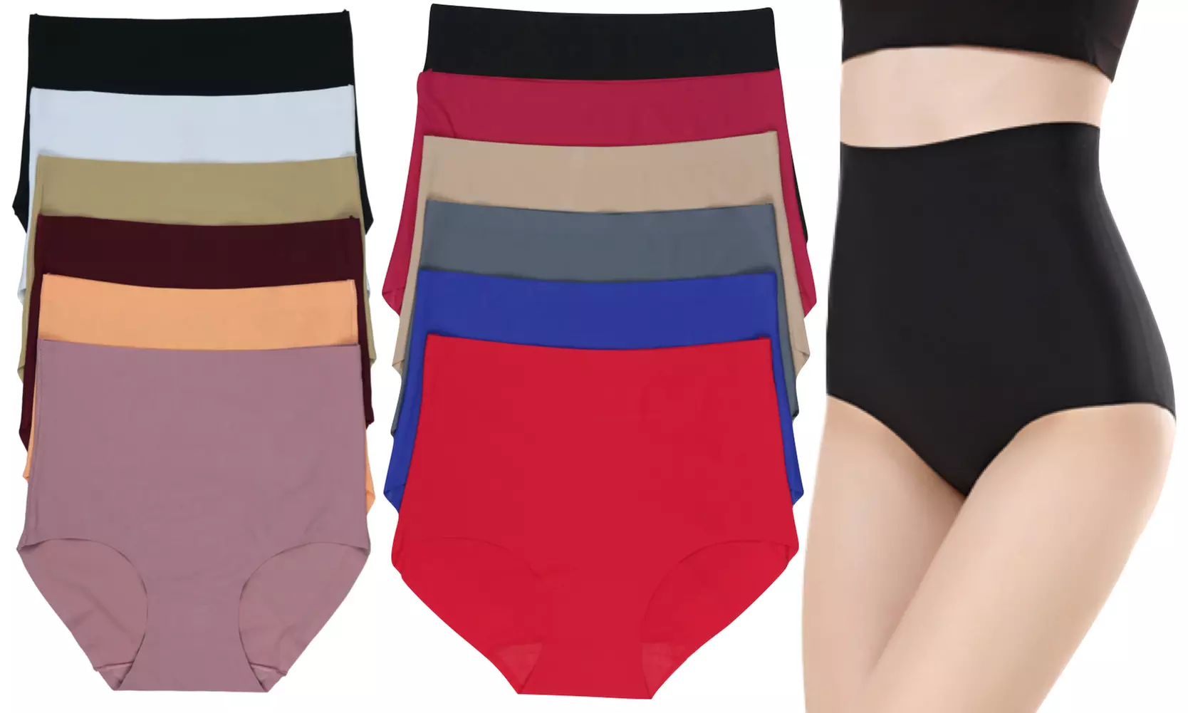 (6-Pack) High-Waisted No Show Moderate Control Briefs - Primary Image