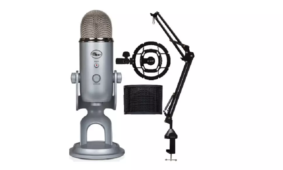 BLUE Microphones Yeti USB Microphone (Silver) with Boom Arm & Mount Bundle - Primary Image