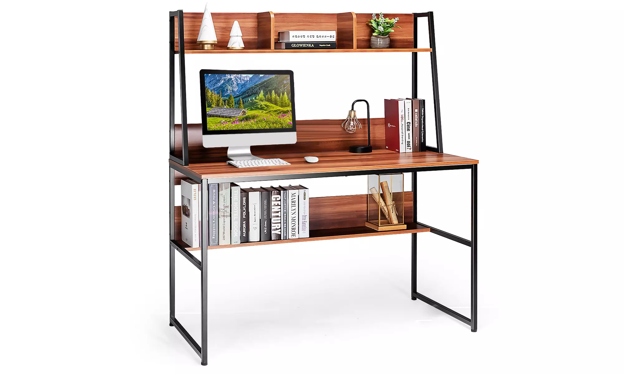Costway 48'' Computer Desk w/ 3 Storage Cubes & Open Bookcase Home Office - Primary Image