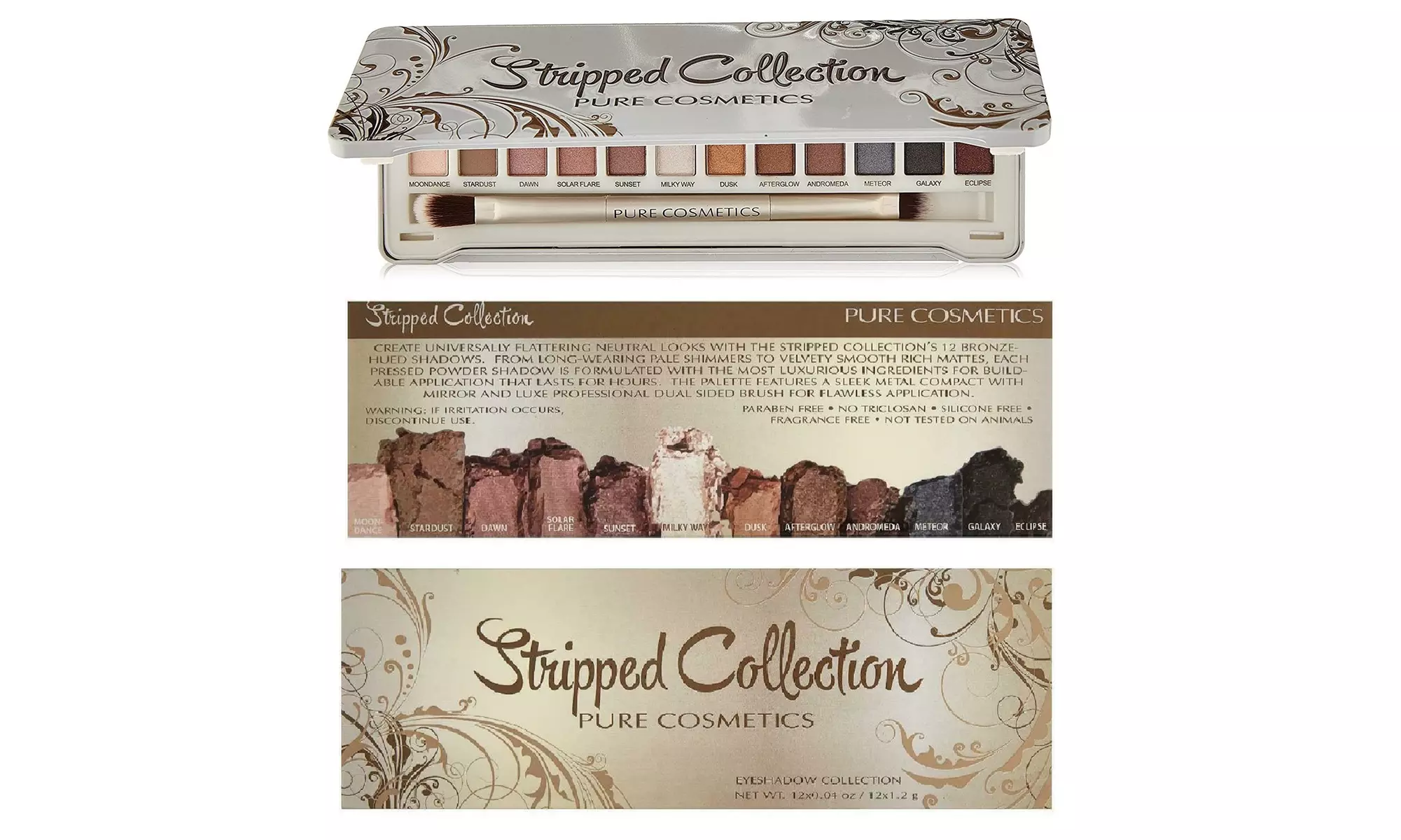 Pure Cosmetics Stripped Collection 12 color eyeshadow palette - Second Medium
