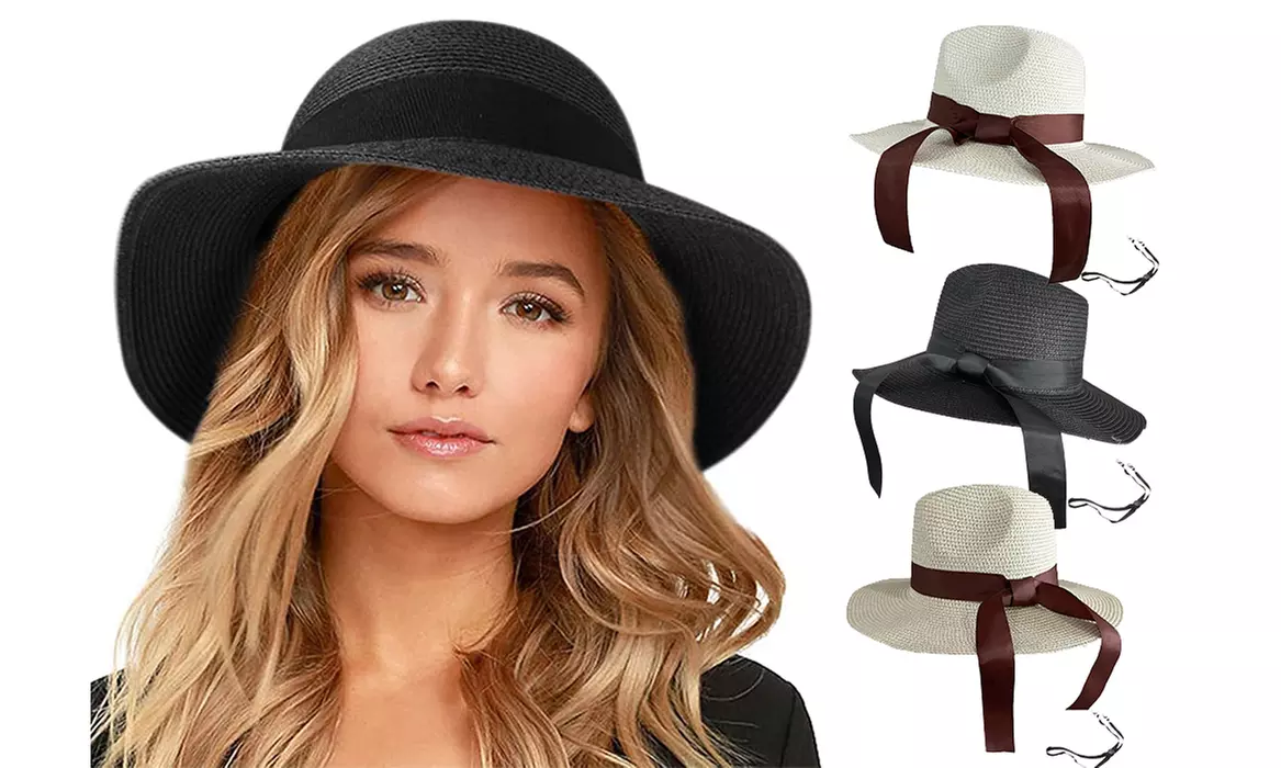 Women's Foldable Travel UPF50 Straw Hat  - Primary Image