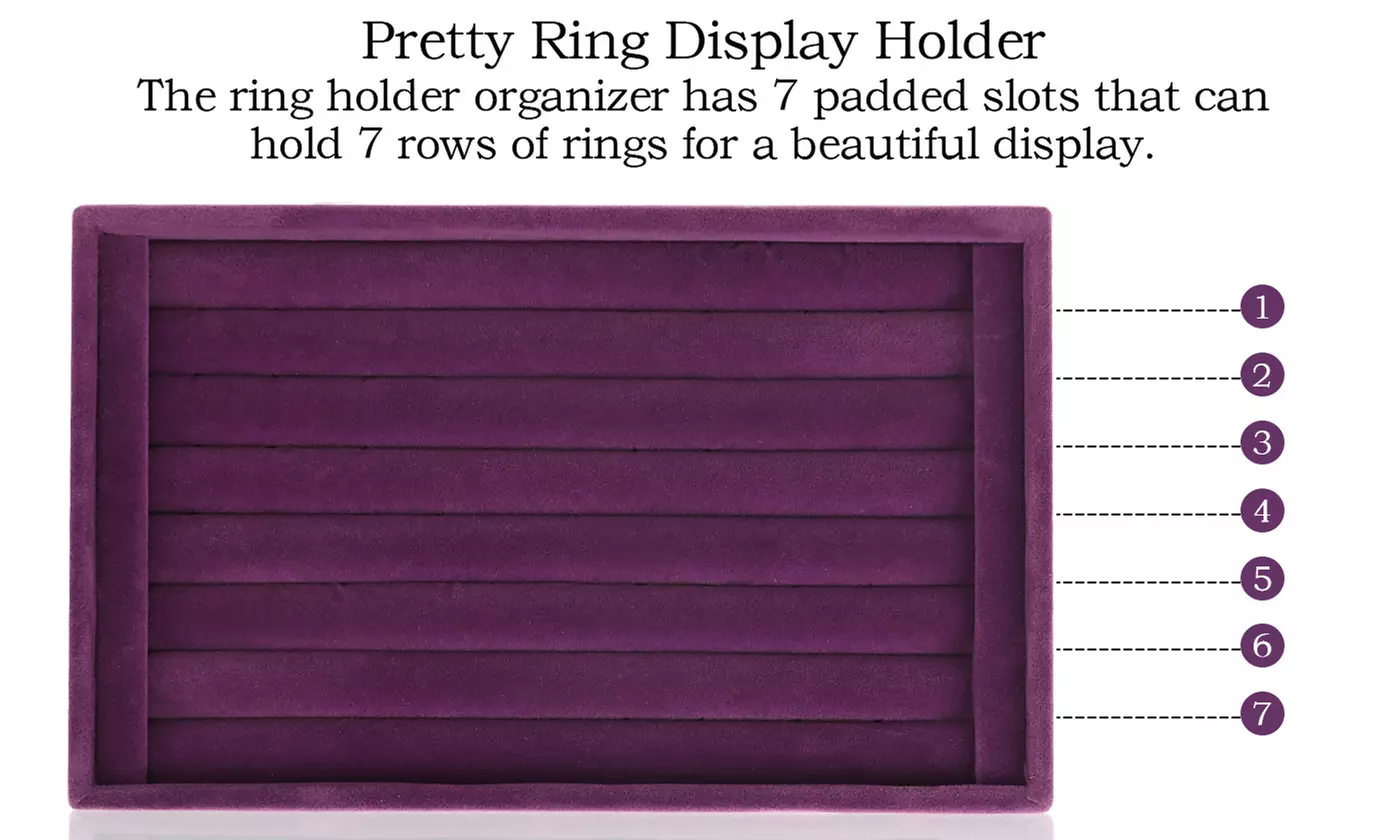 7 Slot Velvet Jewelry Organizer Tray (Multiple Options) 