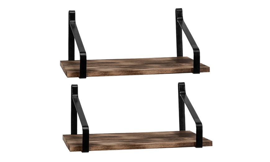 Floating Shelves Wall Mount Rustic Wood Shelves Set of 2 | Groupon