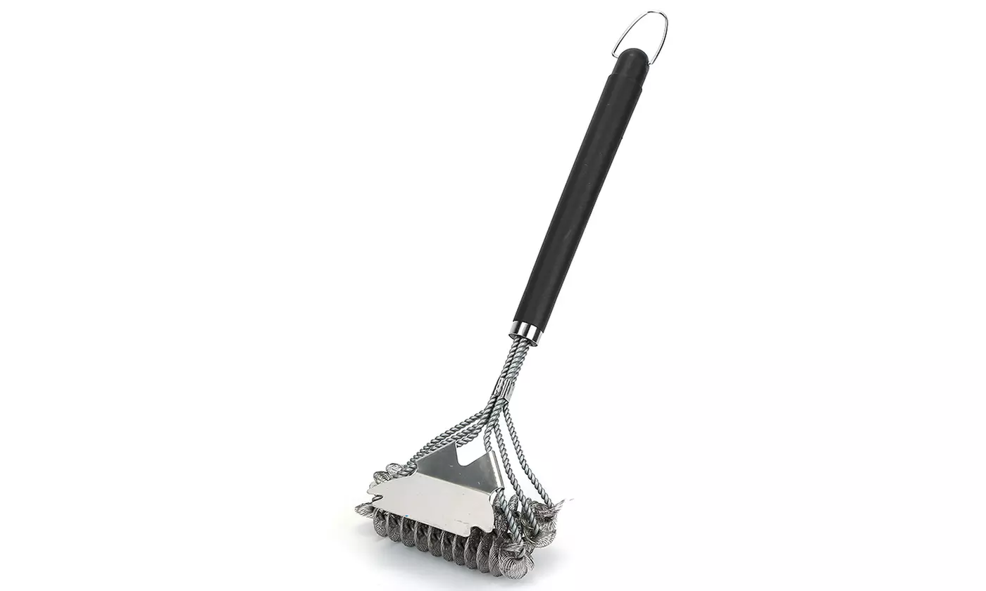 iMounTEK 16.5" Stainless Steel Triple Head BBQ Grill Cleaning Brush w/ Scaper