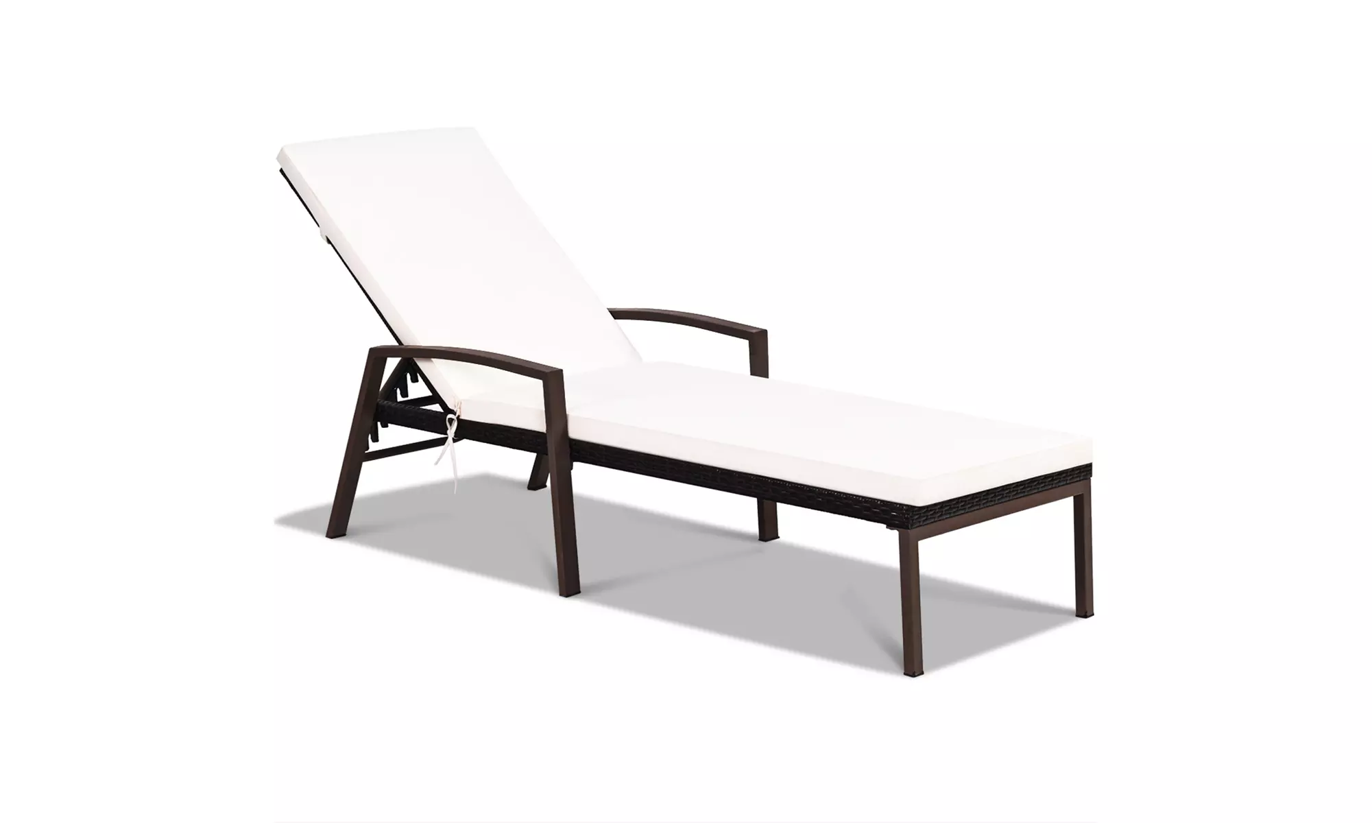 Costway Patio Rattan Lounge Chair Recliner Back Adjustable Cushioned Garden - Primary Image