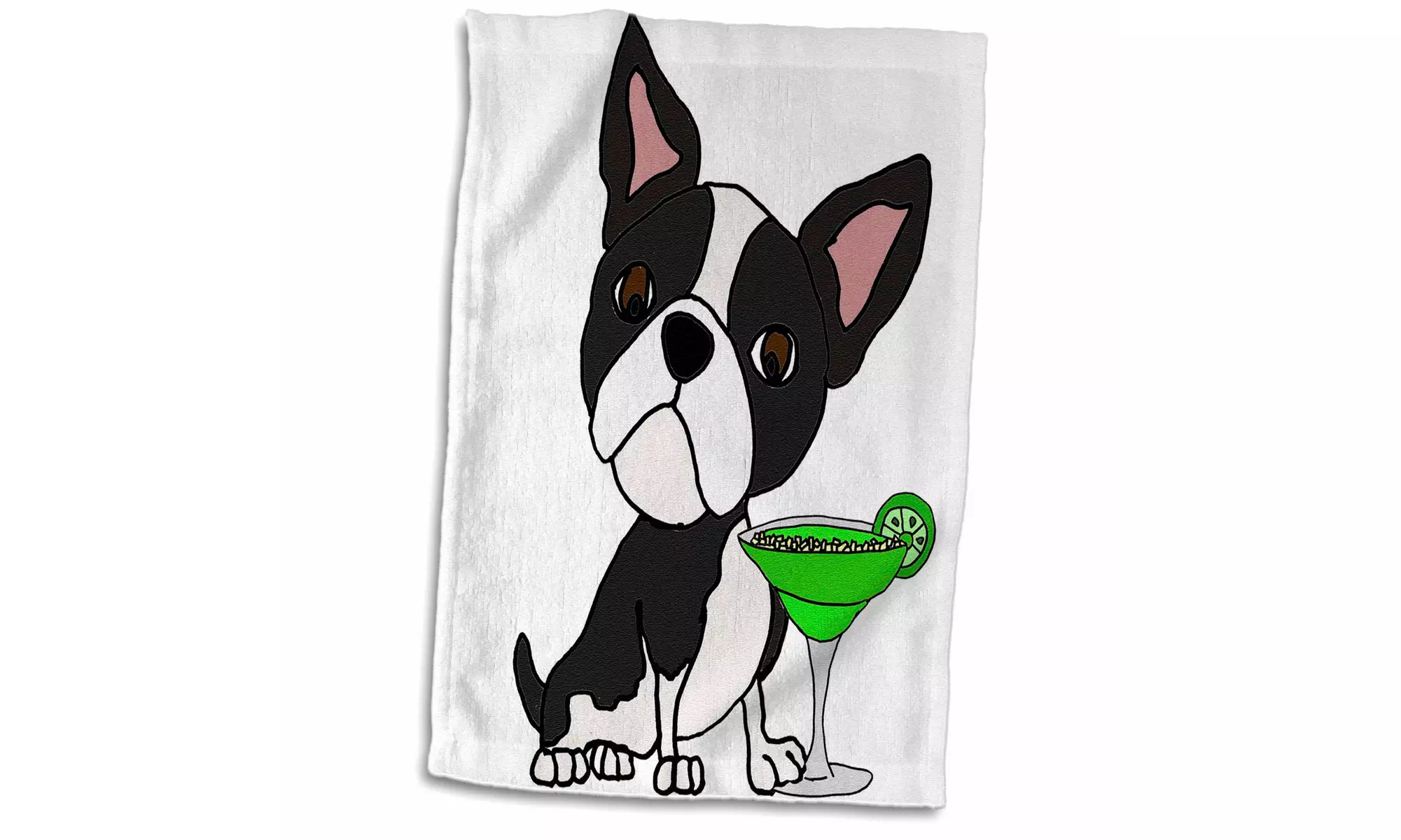  Towel - Funny Cute Boston Terrier Puppy Dog Drinking a Margarita  - Primary Image