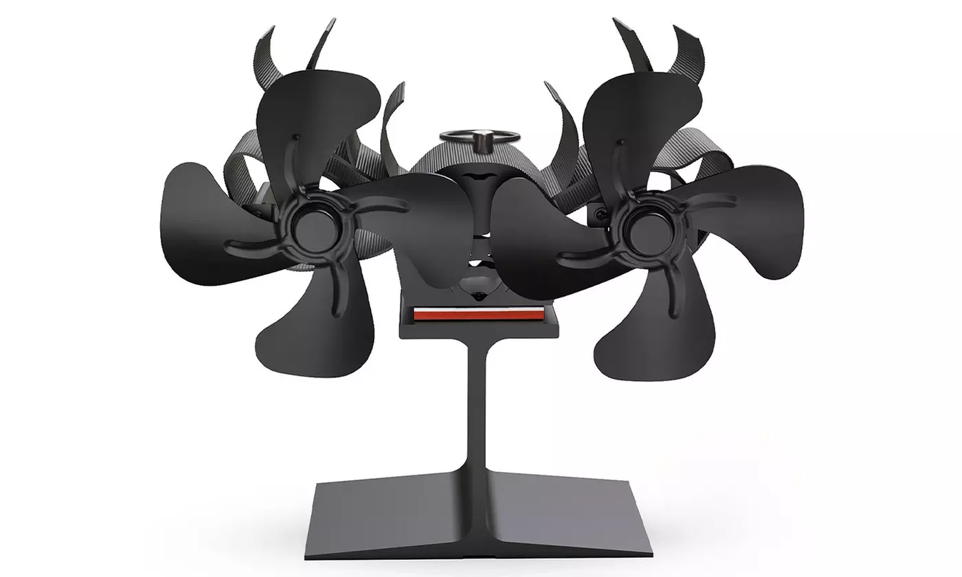 iMounTEK 8-Blade Heat Powered Wood Stove Fan Dual-Head Silent Fireplace Fan