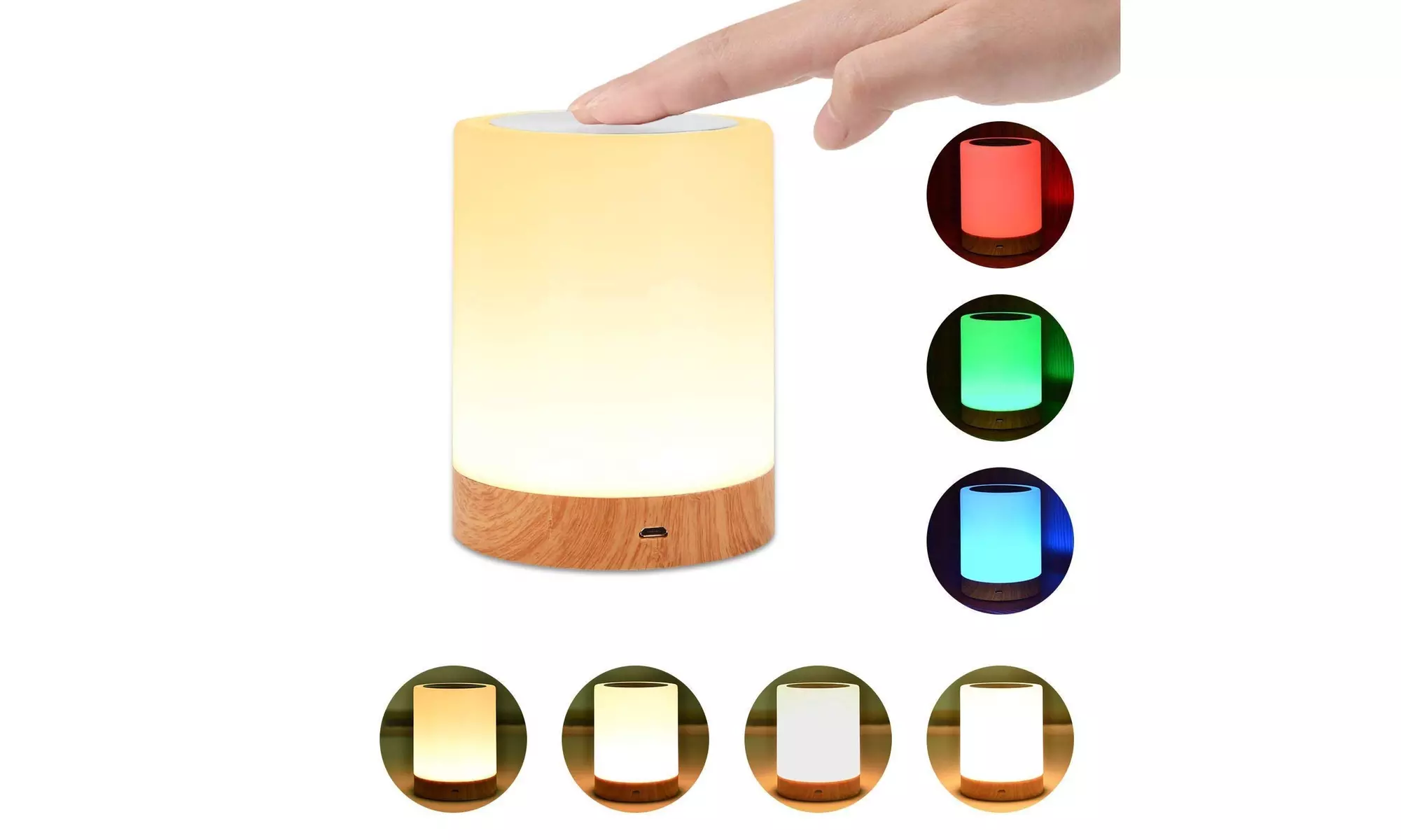 Night light, UNIFUN bedroom touch light, rechargeable battery dimmable - Primary Image