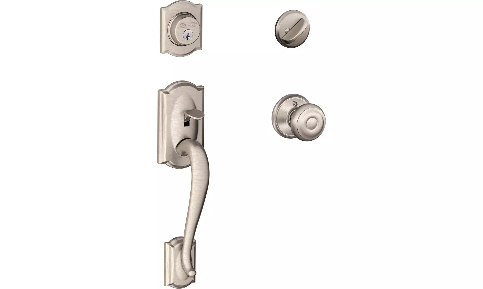 Schlage F60 V CAM 619 GEO Camelot Front Entry Handleset with Georgian Knob - Primary Image