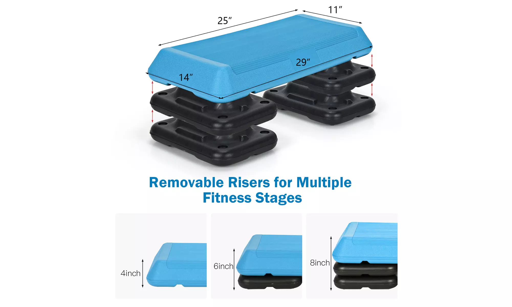 Costway 29'' Adjustable Workout Fitness Aerobic Stepper Exercise Platform Riser