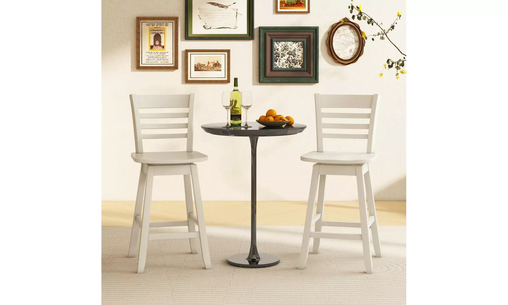 Costway 24.5" Counter Height Bar Chairs Swivel Bar Stools with Hollow Backrest