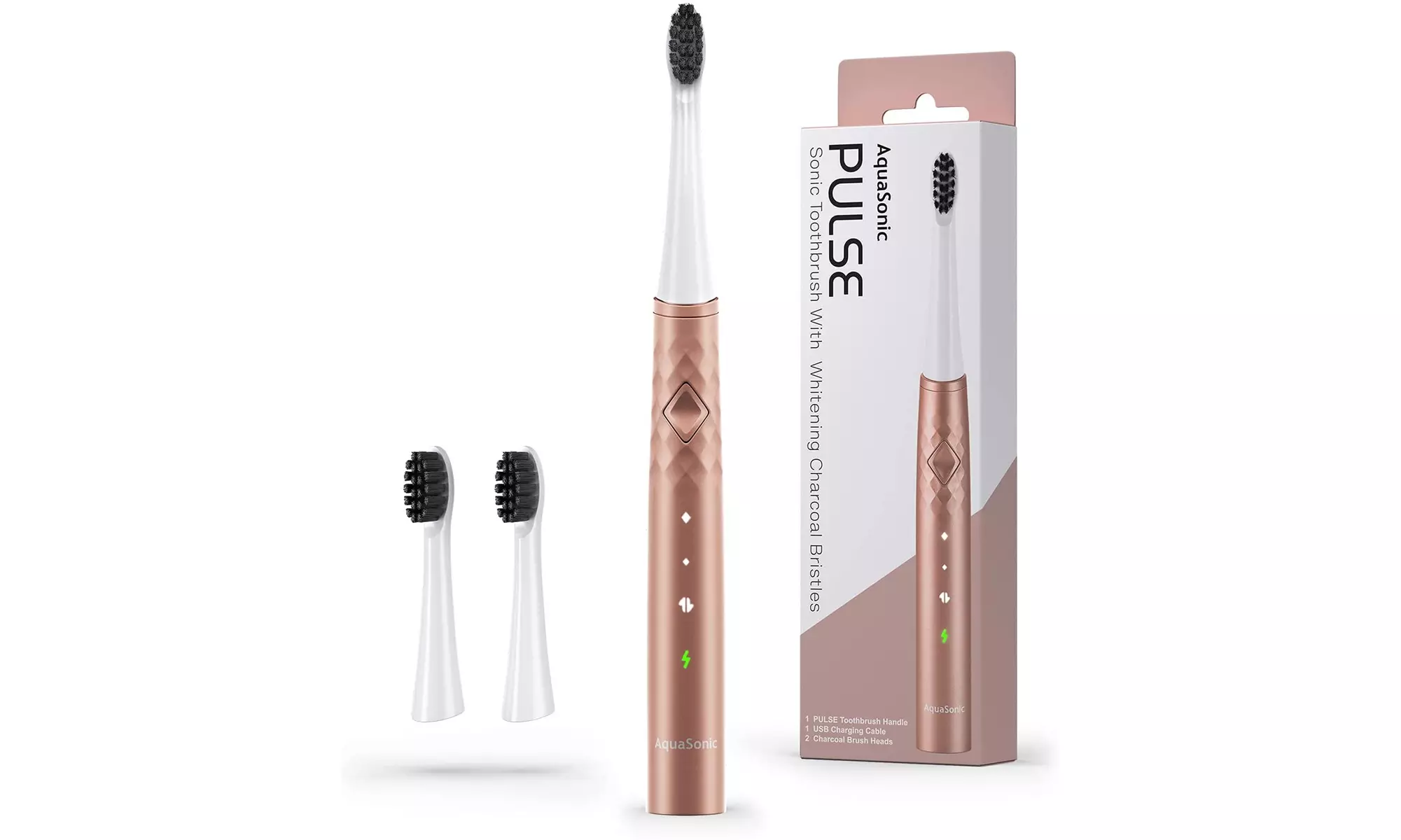 AquaSonic Pulse Ultra Whitening Electric Toothbrush Activated Charcoal Bristles - Primary Image