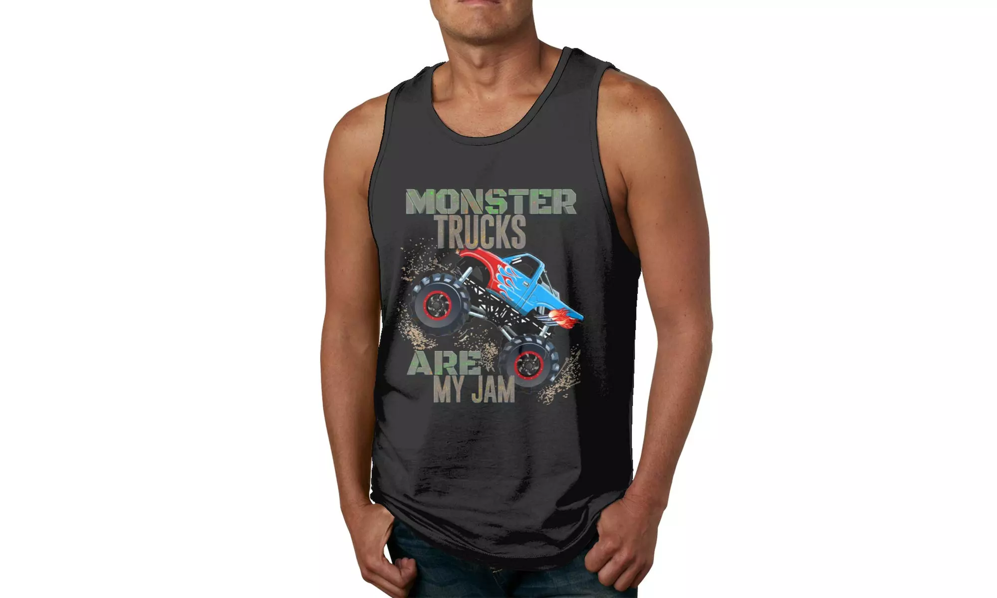 Monster Trucks are My Jam Mens Gym Tank Tops Workout Fitness Sleeveless Vest - Primary Image