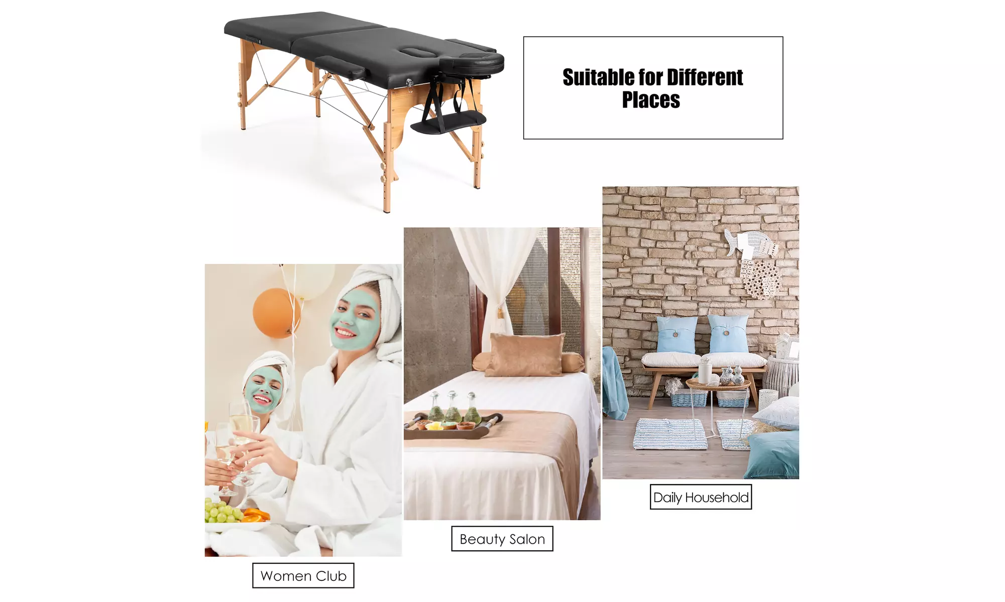 84" Portable Massage Table Adjustable Spa Bed with Carry Case