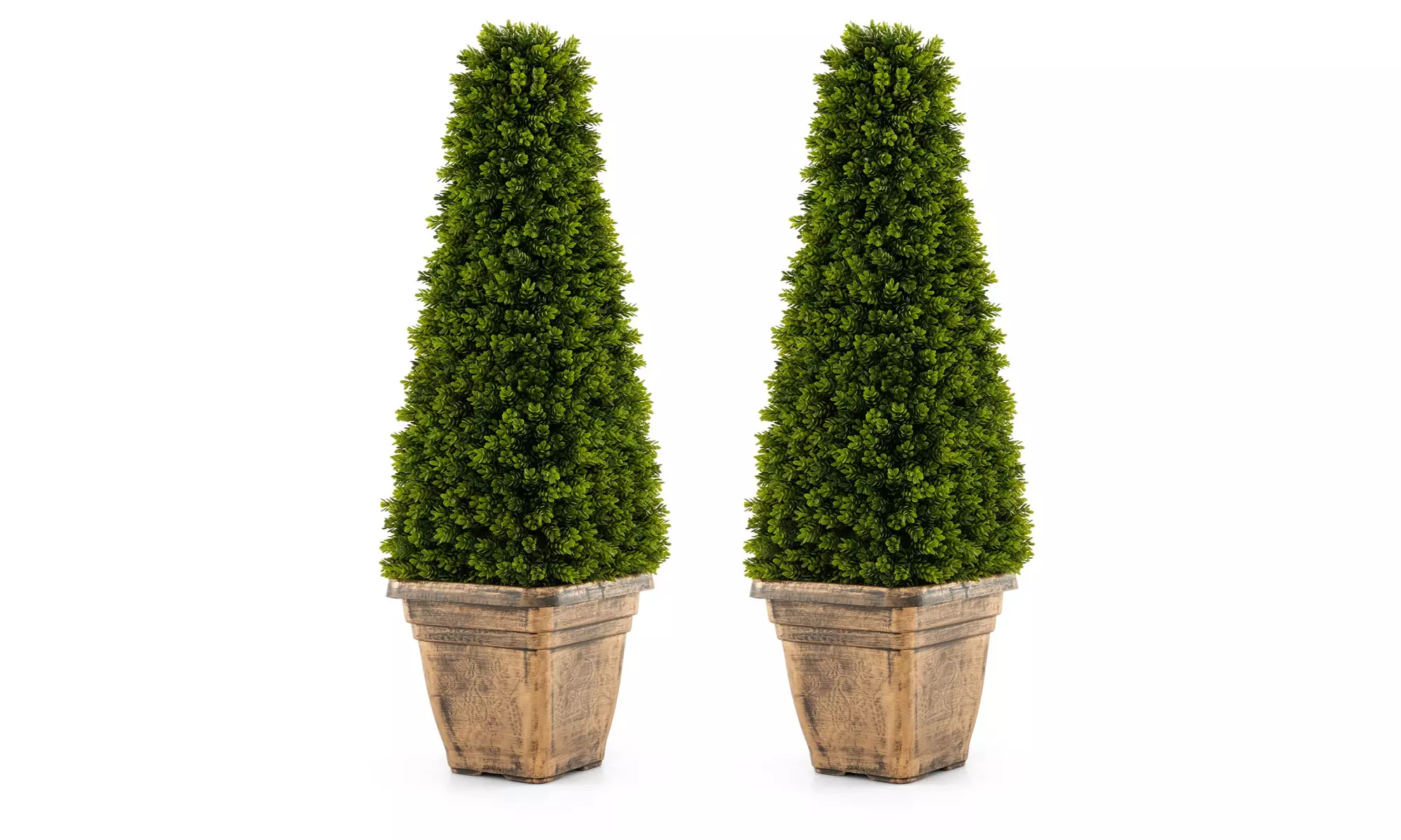 Costway 3 FT Artificial Boxwood Topiary Tree Potted Fake Tree Indoor & Outdoor 