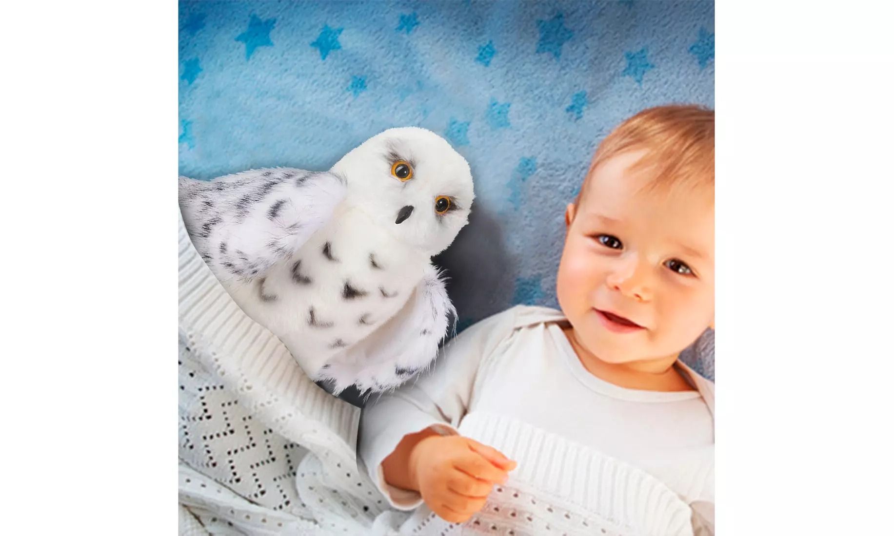 Premium Quality Snowy White Plush Hedwig Owl Toy  Large 12-Inch tall - Second Medium