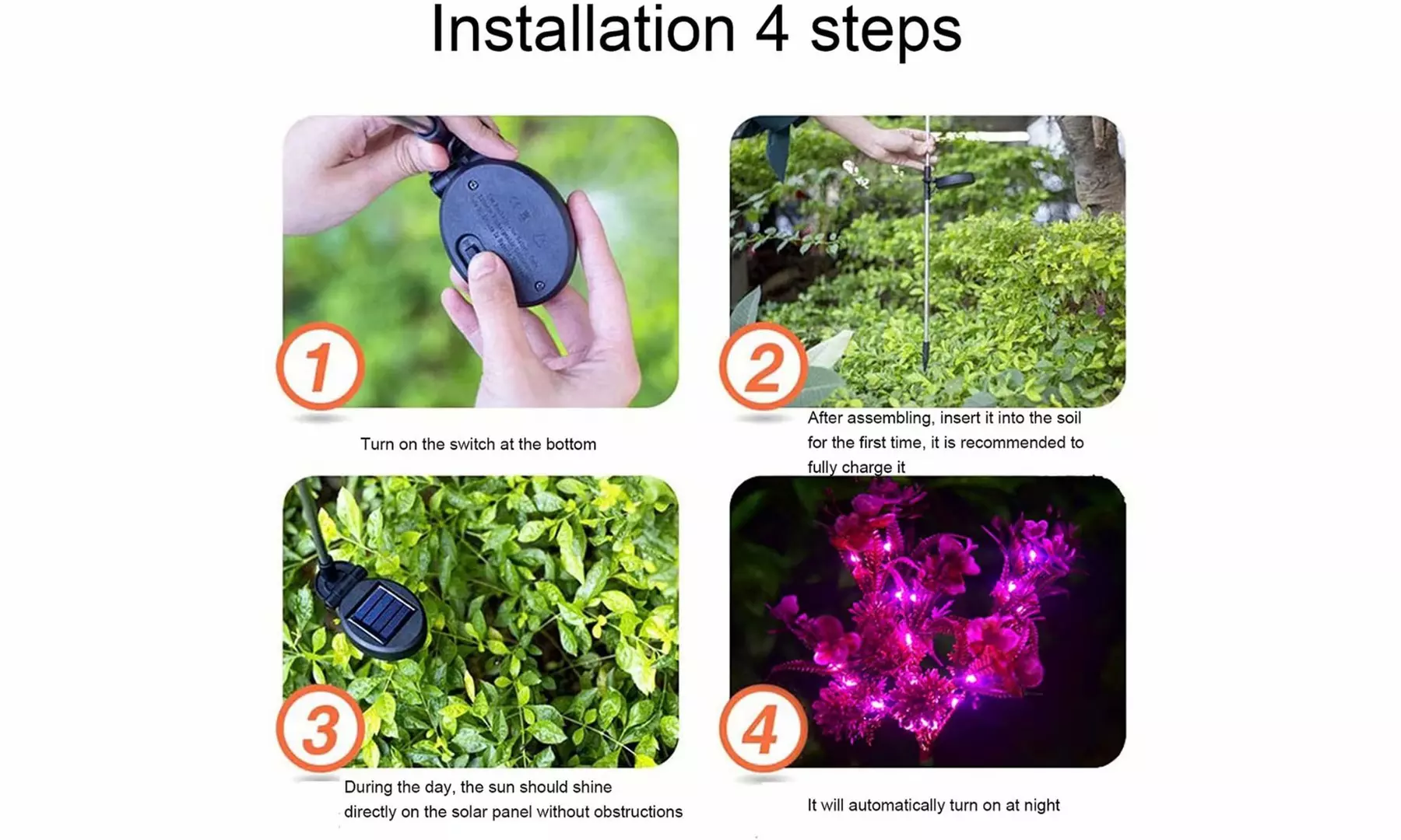 2 Pack Solar Lights Outdoor Solar Phalaenopsis Lights Garden Decorative Lights