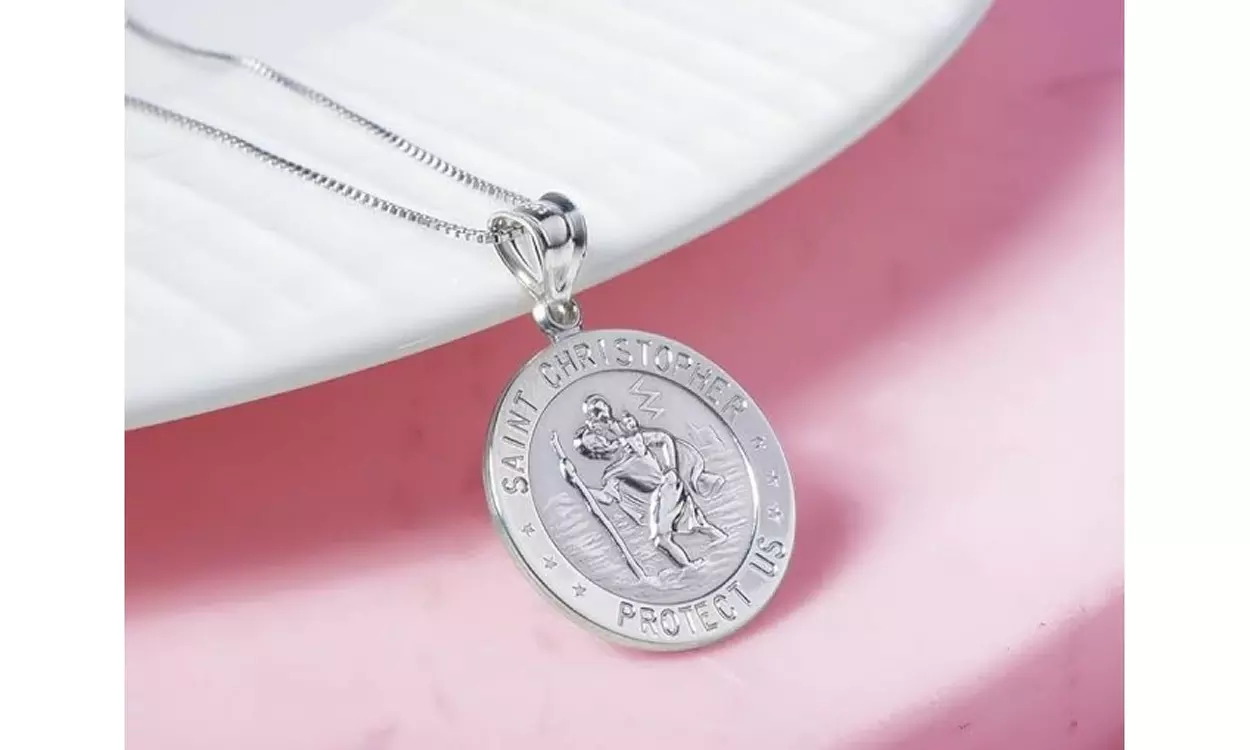 925 Sterling Silver 20MM Saint Christopher Religious Pendant Necklace 16"-24"