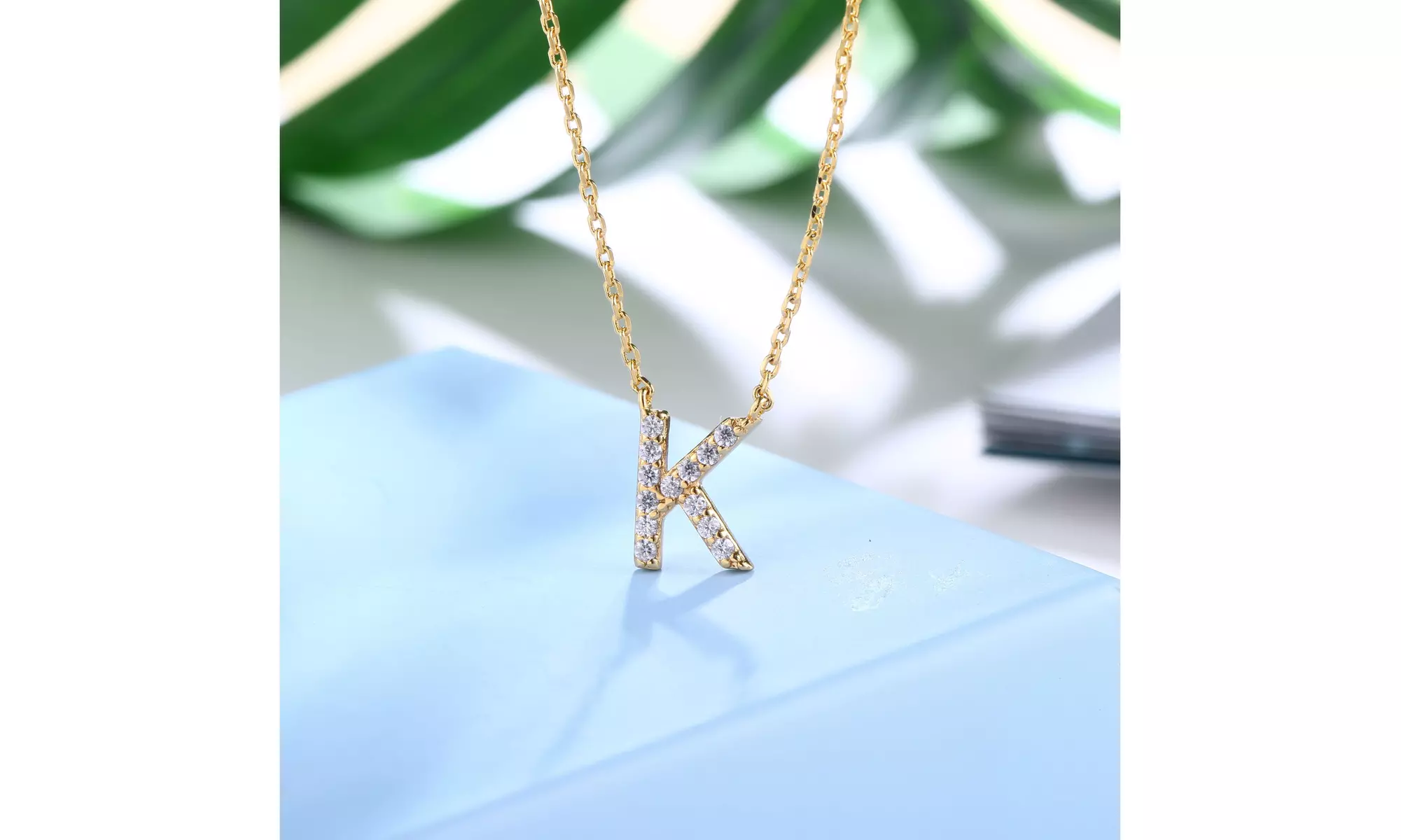 18K Gold Plated cz Initial Necklace