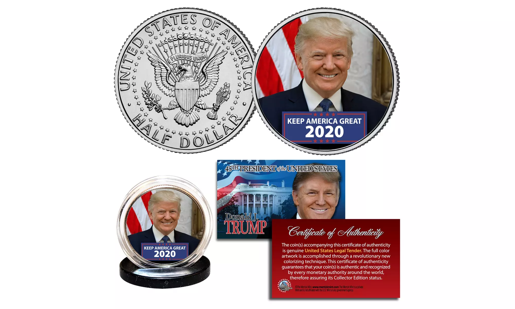DONALD TRUMP Keep America Great 2020 Official JFK Kennedy Half Dollar U.S. Coin - Second Medium