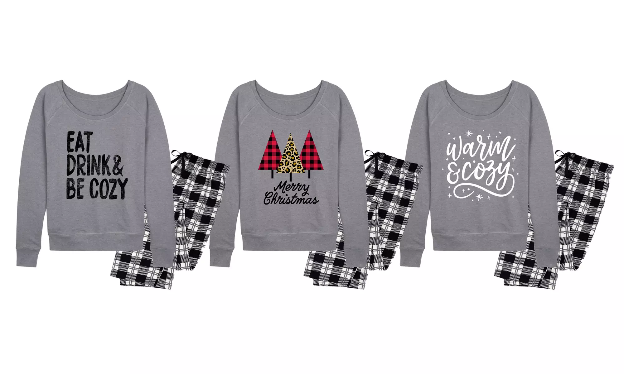 Nap Chat: Women's Cozy Sweatshirt Flannel Lounge Set - Primary Image