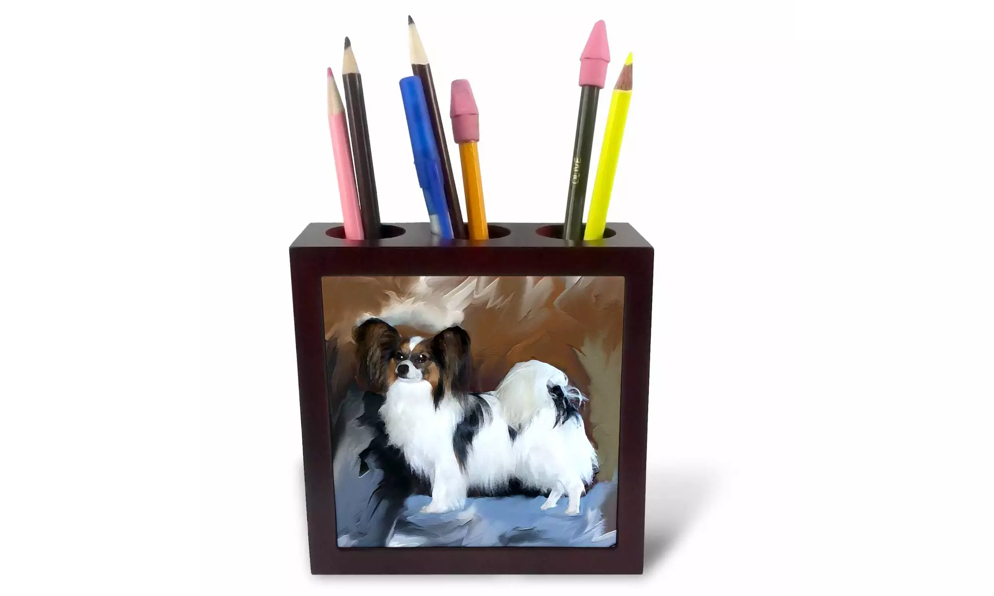  Tile Pen Holder - Papillon - 5-inches  - Primary Image
